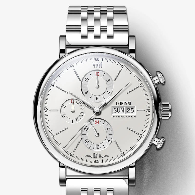 Luxury Brand Switzerland LOBINNI Perpetual Calendar Seagull Automatic Mechanical Men's Watches Sapphire Multi-function L13019-11