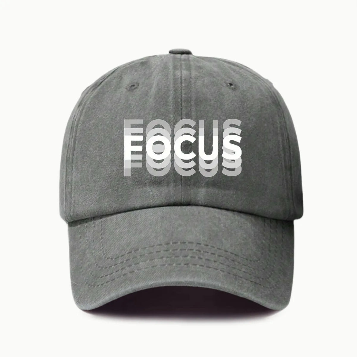 Gorra de béisbol de estilo clásico ajustable de algodón lavado con estampado FOCUS, gorra deportiva tipo «pico de pato» para hombre y mujer
