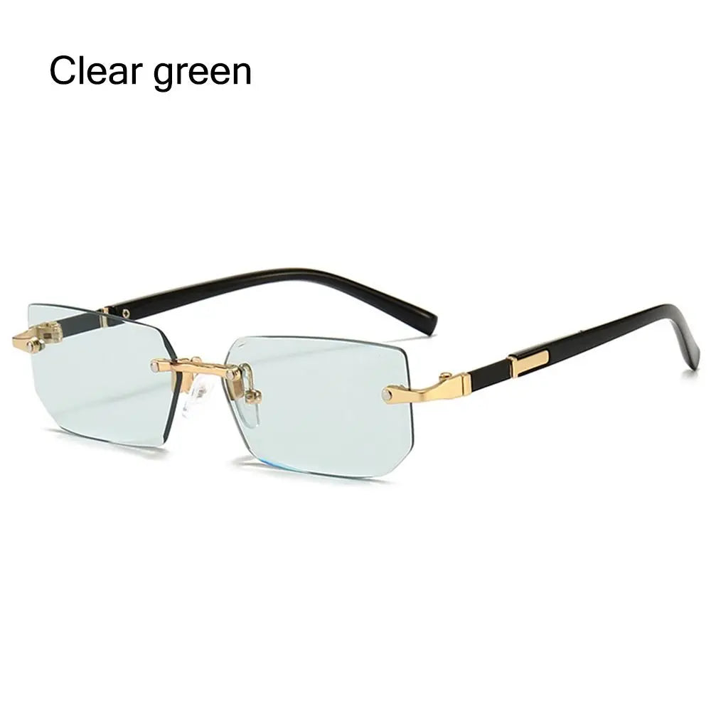 Retro UV400 Protection Rimless Rectangle Sunglasses Y2K Shades Frameless Sun Glasses for Women & Men
