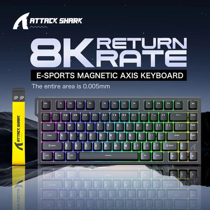 ATTACK SHARK R82HE Gaming Keyboard Magnetic 75% Wired 8000Hz Rapid Trigger ProGamer Keyboard,0.005mm RT Accuracy,0.08ms Latency