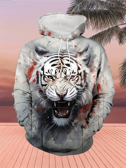 Graphisme « Loup » - Mode masculine - Imprimé 3D - Sweat à capuche outdoor - Streetwear - Sweats à capuche - Poche avant - Sweat à capuche de créateur