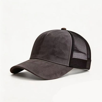 Sommer-Baseballkappe aus Netzstoff für Damen und Herren, einfarbige Wildlederkappe mit Aufnäher, Snapback-Kappe, lässige, atmungsaktive Unisex-Kappe im Street- und Hip-Hop-Stil, Trucker-Kappen