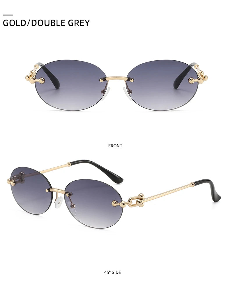 Oval Rimless Sunglasses High-End Casual and Luxurious Women's Borderless Sun Glasses Fashion and Personalized Sunglasses