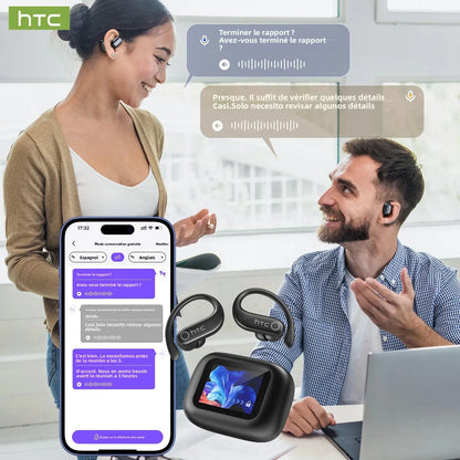 HTC NE61 Bluetooth Earphones – Premium Wireless Noise Reduction Sports Earbuds with AI Translator, Heart Rate Monitor &amp; HD Bass