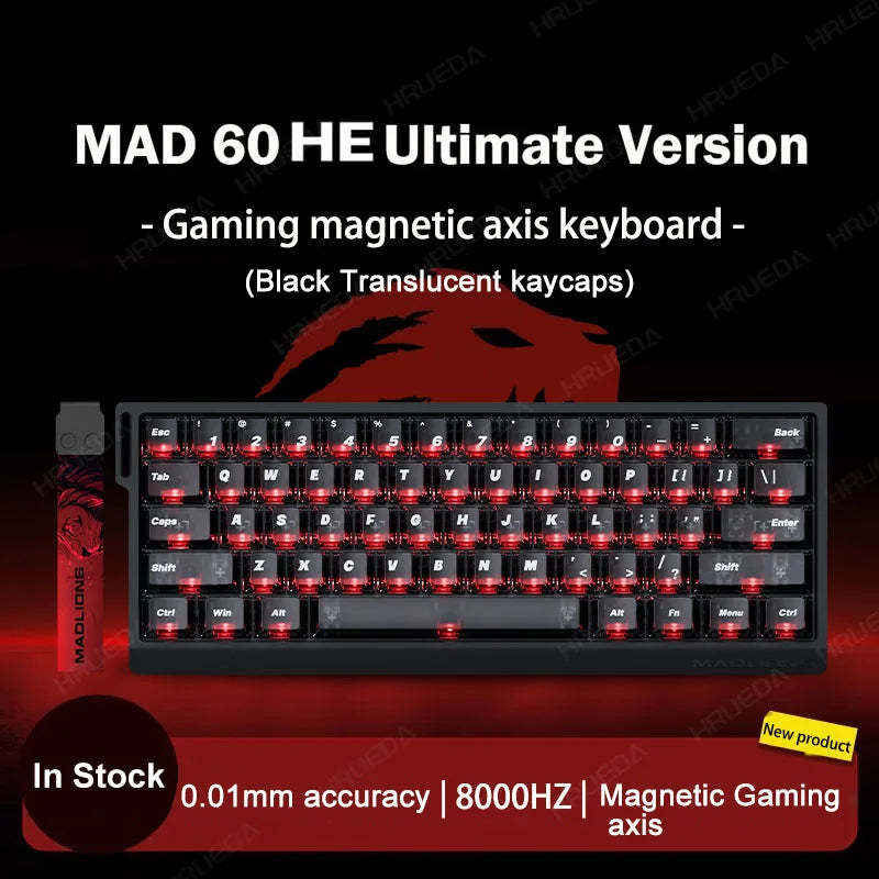 MADLIONS MAD 60/68HE Gaming Magnetic Switch Keyboard Wired Key Web Drive Custom 8K 61/68 Return RT Adjustable Keystroke Hot Swap