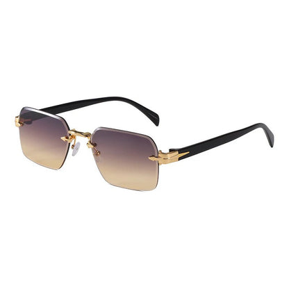 Luxury Rimless Sunglasses, Metal Hinge Exquisite Craftsmanship, Gradient Lenses Sun Protection Sunglasses 823