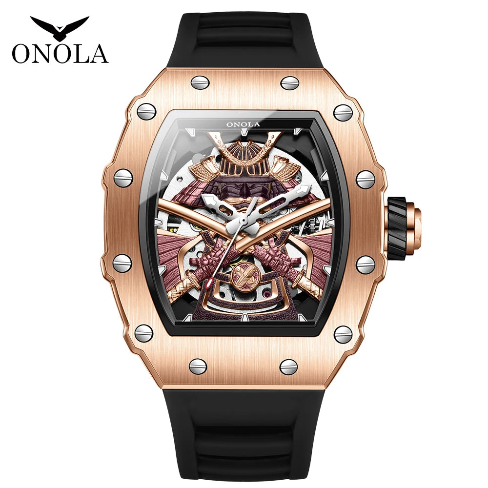 ONOLA Luxury Men Automatic Mechanical Watch Waterproof Watch Luminous Barrel Shape Military Sports Wristwatch Relogios Masculino