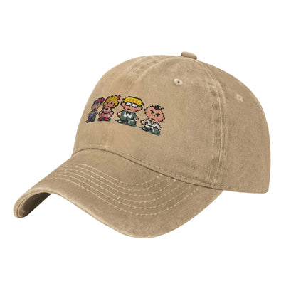 Cappellino da baseball con sprite dei membri del gruppo Earthbound - Cappellino nero con visiera, poliestere leggero, stile sportivo, cappellino da donna e da uomo, Par