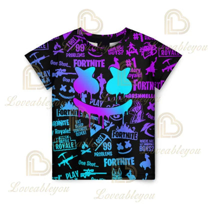 Battle Royale T-shirt Fortnite T-shirt Victory Cartoon Tops Teen Clothes Kids Hero Game Fortress Night 3D Boys Girls T-shirt