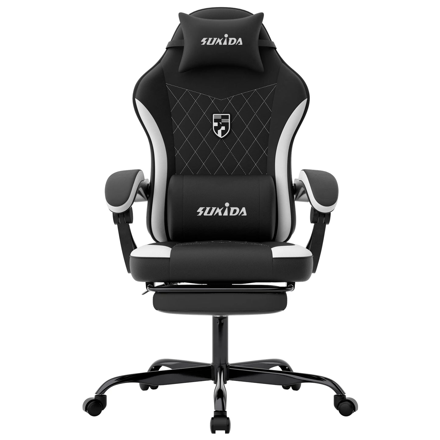 SUKIDA Gaming Chair Ergonomic High Back Computer Chair with Footrest, Reclining Office Chair with Adjustable Height, Comfortable Racing Style Desk Chair