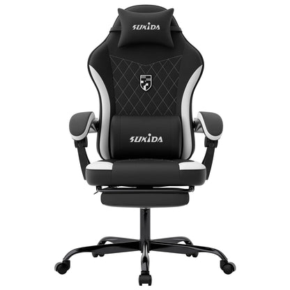 SUKIDA Gaming Chair Ergonomic High Back Computer Chair with Footrest, Reclining Office Chair with Adjustable Height, Comfortable Racing Style Desk Chair