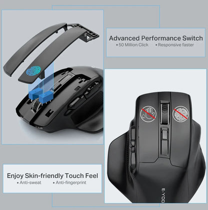 Rato sem fios E-YOOSO 2.4G PAW3212 4800 DPI, rato ergonómico para gaming e escritório, para notebook, PC, portátil e MacBook