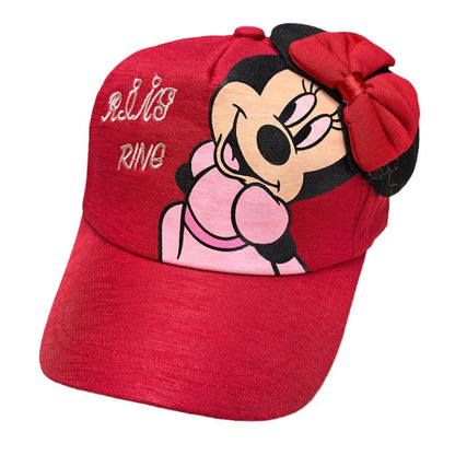 Disney Minnie Mickey Anime Peripheral Cotton Polyester Baseball Cap Figure Cartoon Peaked Cap Dress Up Kid's Birthday Gifts
