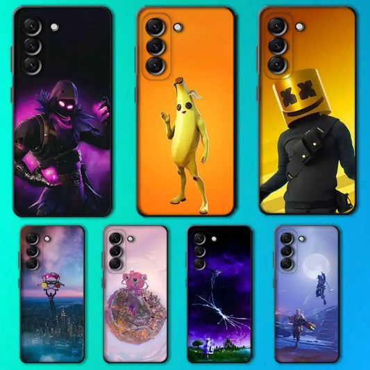 M-Midas F-Fortnite -puhelinkuori Samsung Galaxy A13,A21s,A22,A31,A32,A52,A53,A71,A80, pehmeä musta kuori