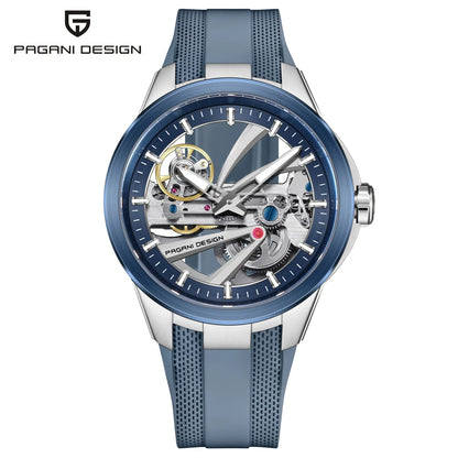 PAGANI DESIGN herreur – Luksuriøst mekanisk ur med automatisk optræk, af typen »skelet« (med synligt urværk), udstyret med en tourbillon, safirglas med antirefleksbehandling, vandtæt og selvlysende.