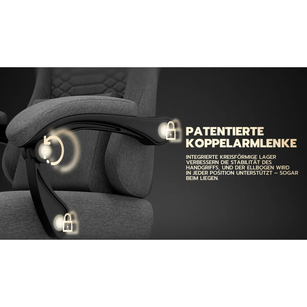 Gaming Chair Fabric Office Chair, Massage Gaming Chair with Headrest, Ergonomic Racing Gaming Seat with Footrest, for Relaxing