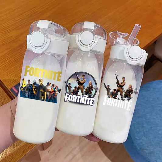 Copo Fortnite de 400ML e 18CM com Palhinha para Adultos, Rapazes e Raparigas, Copo de Água Giro com Desenhos Animados para Estudantes, Garrafa de Água Portátil Resistente a Quedas, Ideal para Oferta