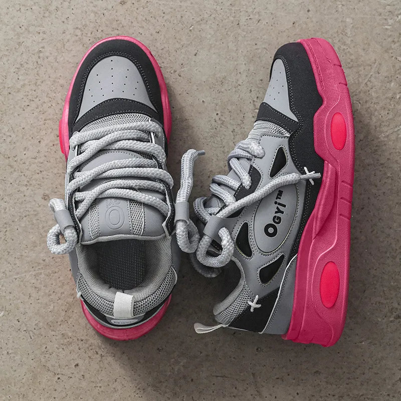 Baskets basses à lacets confortables pour hommes, chaussures à plateforme rehaussées, chaussures de skateboard décontractées, baskets d'extérieur, nouveau, 2023