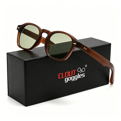 CLOUT GOGGLES Fashion Personality Rivet Sunglasses Women Men Square Frame Outdoor Travel Ultraviolet Protection Sun Glasses