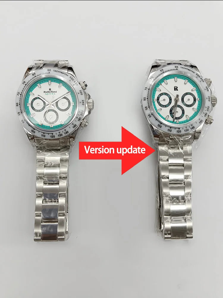 RollsTimi Herrenuhren – luxuriöse mechanische Herrenuhr mit Saphirglas, Kalender, Wochentagsanzeige, Edelstahl und Wasserschutz
