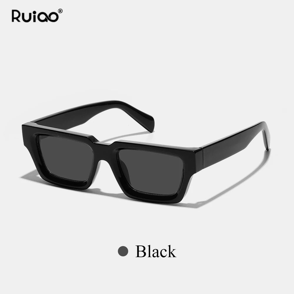 Ruiao 2026 fashion black small rectangular thick frame sunglasses for men and women rectangular summer wear shades