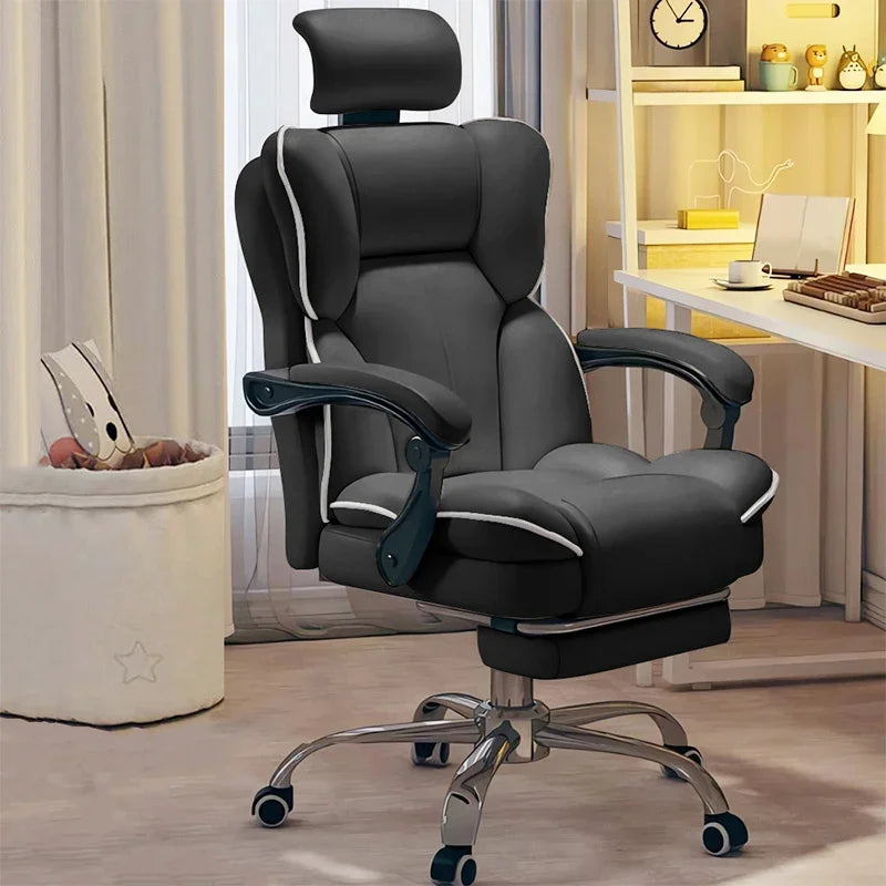 Ergonomic Office Chair High Back with Adjustable Lumbar Support, Reclining Desk Chair with Retractable Footrest, Comfortable Home Office Chair