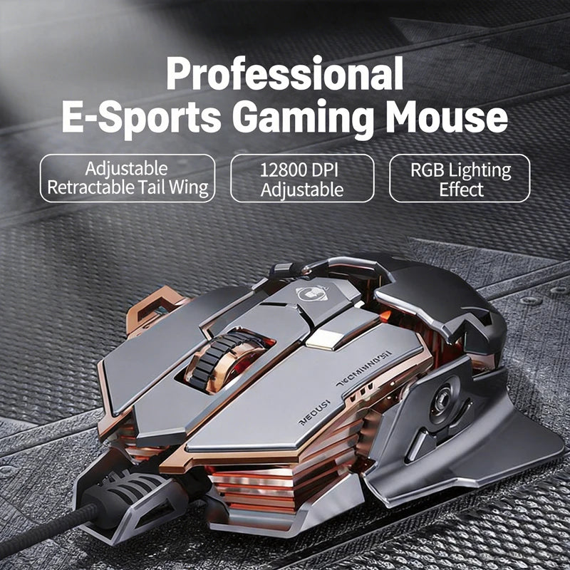 G5 Mechanical E-sports Wired Mouse RGB 9 Button Macro Programming Gaming Mute Mouse 12800 DPI For Desktop Computer Laptop