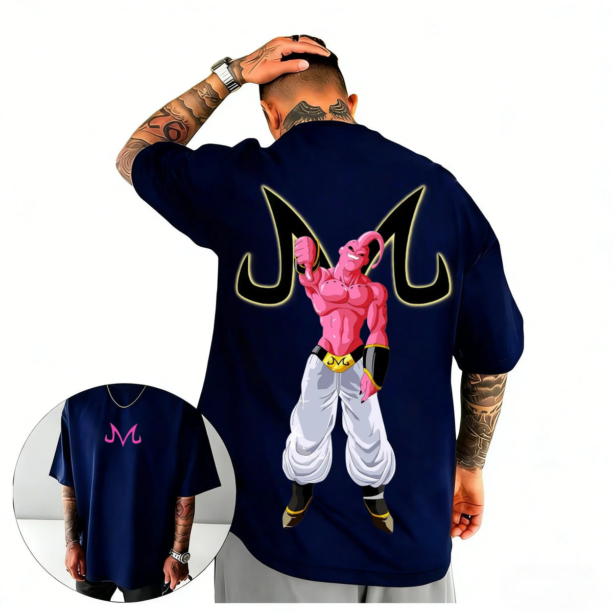 2026 Summer Dragon Ball  Oversized T-shirt High Quality 100_ Cotton Majin Buu & Majin Mark Print Unisex Retro  for Adults Kids