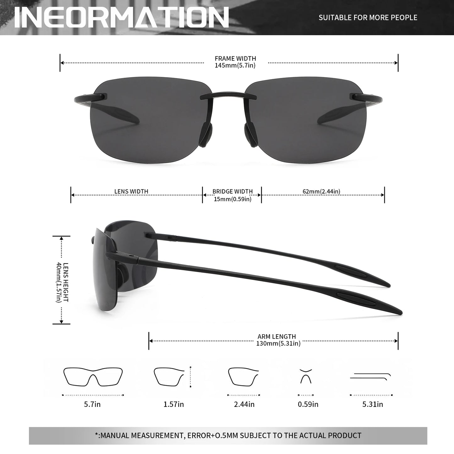 4PCS Ultra Light 11g TR90 Frameless Polarized Aviator Sunglasses - Flexible & Comfort Fit Unisex for Driving, Fishing, Outdoor