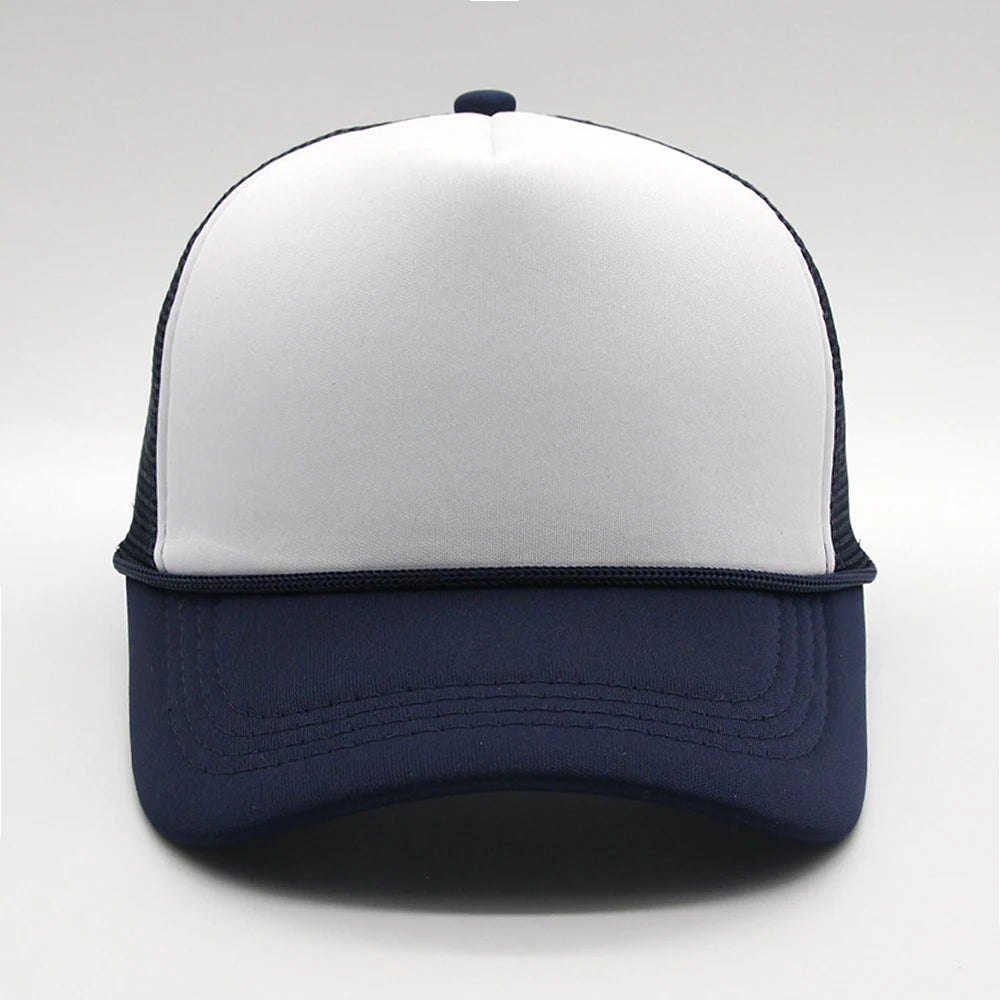 5 panel Trucker Caps Men Women Plain Blank Foam Mesh Baseball Cap With Rope Summer Breathable Outdoor Sport Sun Visor Hats