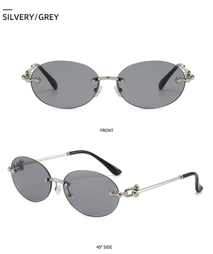 Oval Rimless Sunglasses High-End Casual and Luxurious Women's Borderless Sun Glasses Fashion and Personalized Sunglasses