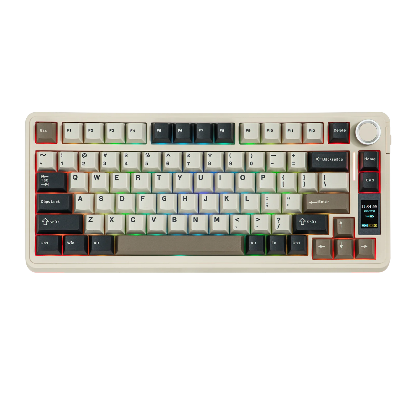 EPOMAKER X AULA EA75 MAX 75% ANSI US Layout Hot-Swap Gasket Wired/BT/2.4GHz Wireless Mechanical Keyboard with Screen & Knob