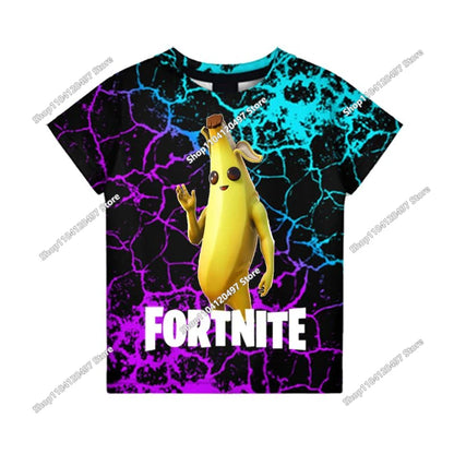 Аниме Fortnite тениски за момичета, тениска за момчета, бели тениски с анимационен принт, летни бебешки тениски, сладки горнища с принт, костюм