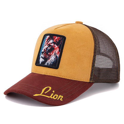 Hot Sale Unisex Trucker Hat Grizzlies Pattern Patch Design Suede Sun Hat Summer Animal Baseball Cap For Men Women ﻿