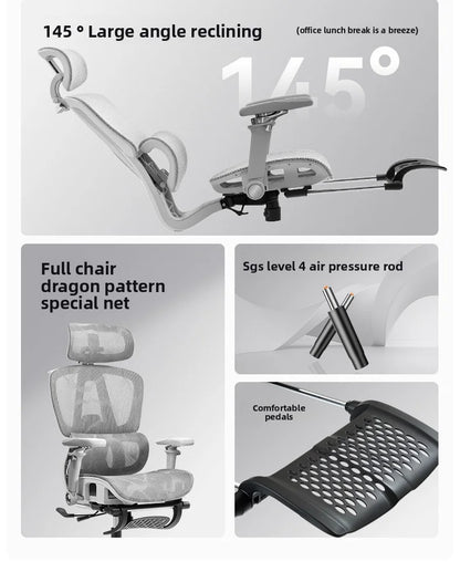 Ergonomic Office Chair Reclining with Footrest, High Back Computer Desk Chair with Lumbar Support, Adjustable Swivel Office Chair for Home Office & Gaming