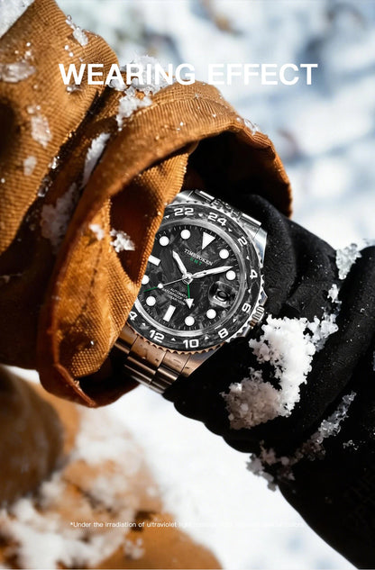Carbon Fiber Watches Men 10Bar Waterproof Watch GMT Automatic Watches Luminous Calendar Diving Watch 41MM Watches for Man reloj