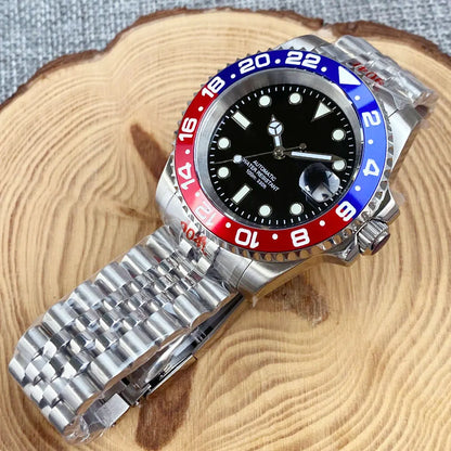 Reloj automático para hombre Miyota8215 resistente al agua 200m, reloj de buceo 40mm, movimiento mecánico, luminoso, correa Jubilee y hebilla Glide Lock