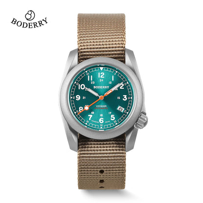Boderry Field Watches Bronze Case Automatic Mechanical VOYAGER Watch Men's 100M Waterproof Clock Military Top Brand Wristwatch