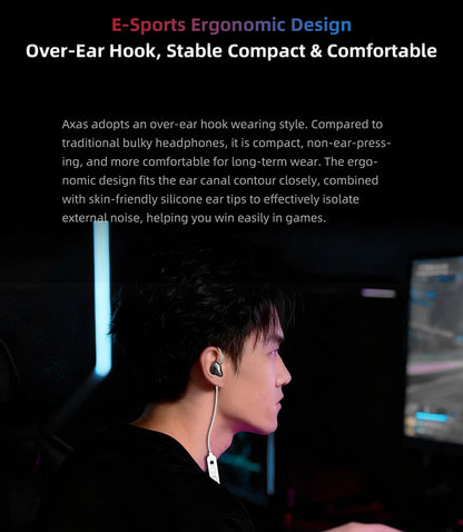 KZ Axas Gaming Earbuds Wired IEM HiFi Bass Headphones with Microphone, FPS Gaming Earphones, KZ Axas In-Ear Monitor Earbuds for PC Mobile & Console Gaming