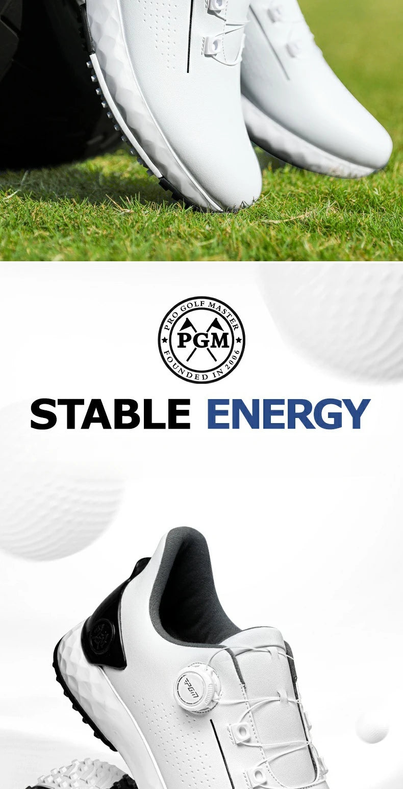 PGM Men's Golf Shoes, Comfortable Cushioned Sneakers with Knobs, Lace-Up, Waterproof and Anti-Slip, Height Increase XZ408