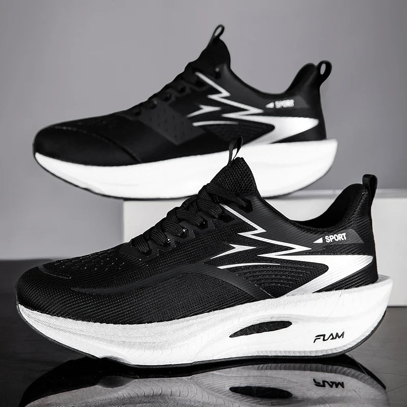 Zapatillas de running para hombre y mujer, deportivas para maratón, con amortiguación de aire, placa de carbono, transpirables, ligeras y cómodas para exteriores