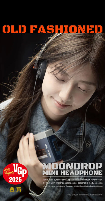 MOONDROP OLD FASHIONED On-Ear Headphone 40mm large dynamic driver 0.78-2pin 3.5mm Plug