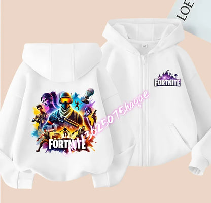 Fortnites Kids Zipper Hooded Coats Anime Fortress Night Sweatshirts Game Spring Autumn Hoodies Sportwear Children Clothes Gift
