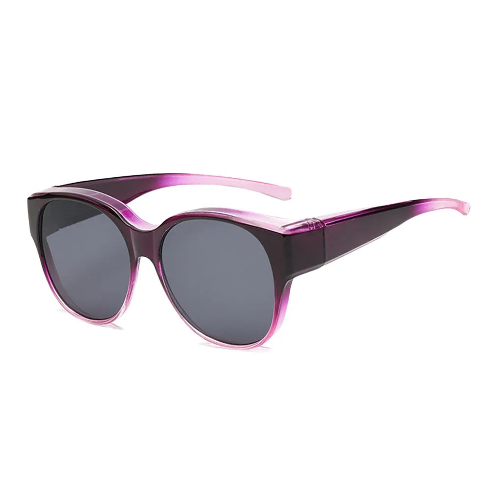 Fashion UV Protection Driving Sunglasses Round Frame Y2K Wear Over Glasses Retro Black Shades for Women Men