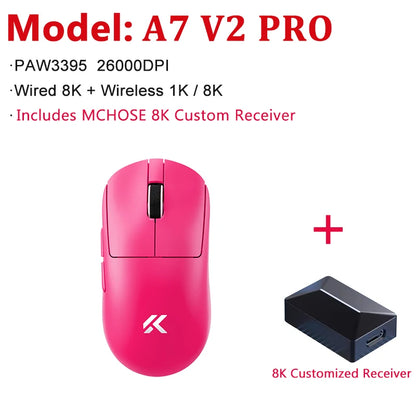 MCHOSE A7 V2 Ultra / Pro Leichte kabellose Gaming-Maus Dual 8000Hz PAW3950 TI 42000DPI für PC-E-Sport-Gamer