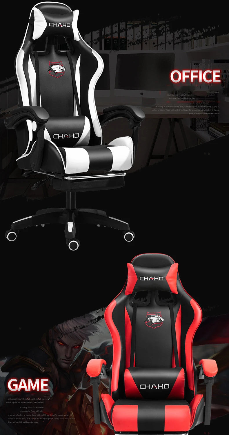 Ergonomic PU Leather Gaming Chair with Adjustable Height, Reclining Computer Chair, Swivel Office Chair for Home Office, Gaming & Study
