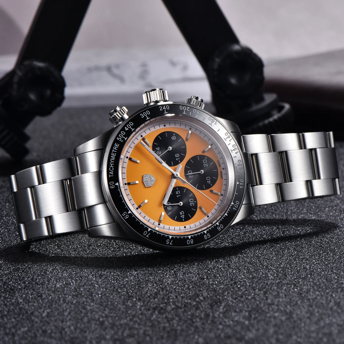 montre pour homme RollsTimi – Chronographe à quartz de luxe, verre saphir avec traitement antireflet, étanche, lumineuse – Idée cadeau pour homme