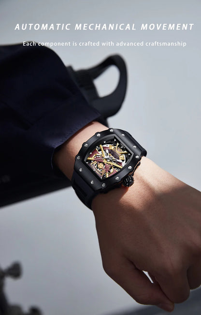 ONOLA Luxury Men Automatic Mechanical Watch Waterproof Watch Luminous Barrel Shape Military Sports Wristwatch Relogios Masculino