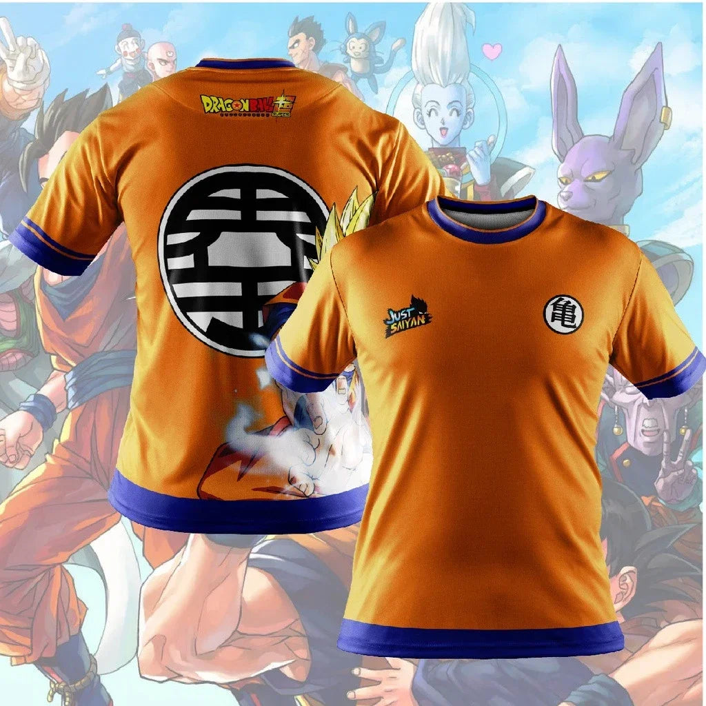 Dragon Ball Goku Cosplay T Shirts Super Saiyan Boys Kids Clothes Short Sleeve T-shirt White Black Orange Breathable Jersey