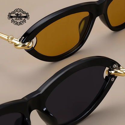 Trendy Luxury Brands Women's Cat Eye Tortoiseshell Sunglasses UV400 Oval Glasses For Woman Fashion Designer Classical Glasses